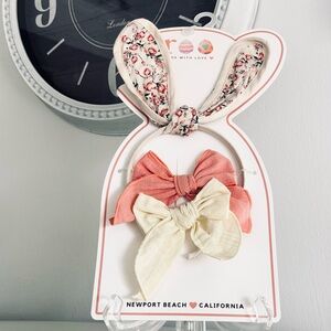Roo, Made with love, Bunny Ear Head wrap and Hair Bow Hair Clips, 3 Pieces, New